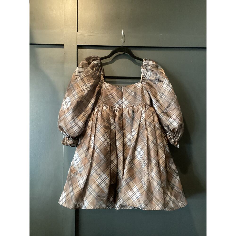 Selkie The Plaid Puff Organza Dress size XXS - Picture 2 of 10